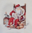 Новогодние товары для дома / Испанская новогодняя коллекция / Дед Мороз и белый мишка из гобелена - Дед Мороз и щенки Салфетка 44х44 см 4416