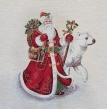 Купоны / Зимняя коллекция из гобелена - Дед Мороз и белый мишка Салфетка круг д45 см 2413222