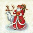 Купоны / Зимняя коллекция из гобелена - Дед Мороз и белый олень Салфетка круг д45 см 2413223