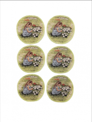 Всесезонная коллекция текстиля Basic / Весенний парк New из гобелена - Весенний парк Девочки Комплект салфеток 6шт д11 см Б/Т 2413301