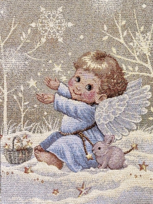 Новогодние товары для дома / Испанская новогодняя коллекция / Ангелы из гобелена - Ангелы Салфетка 44х140 см 2310680 серебро