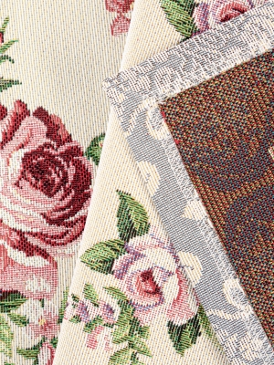 Всесезонная коллекция текстиля Basic / Розы Дамаск из гобелена - Розы Дамаск цветы Салфетка 36х96 см 9332