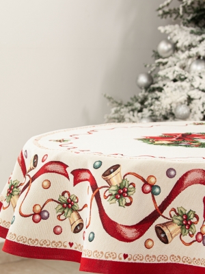 Новогодние товары для дома / Испанская новогодняя коллекция / Красные бантики из гобелена - Красные бантики Скатерть круг д140 см 9395