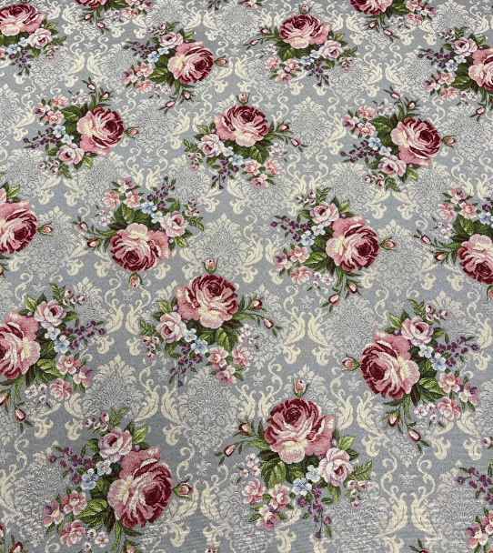 Розы Дамаск цветы серый фон Ткань 280 см 06853 - Ткань
