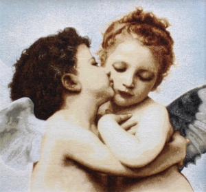Картины / Пейзаж из гобелена - 2701-2hB1 Багет №1 70х70 Поцелуй ангела