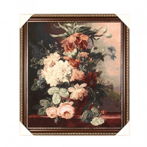 Картины / Натюрморт из гобелена - 4014 Багет №3 85*85 Натюрморт с белыми розами