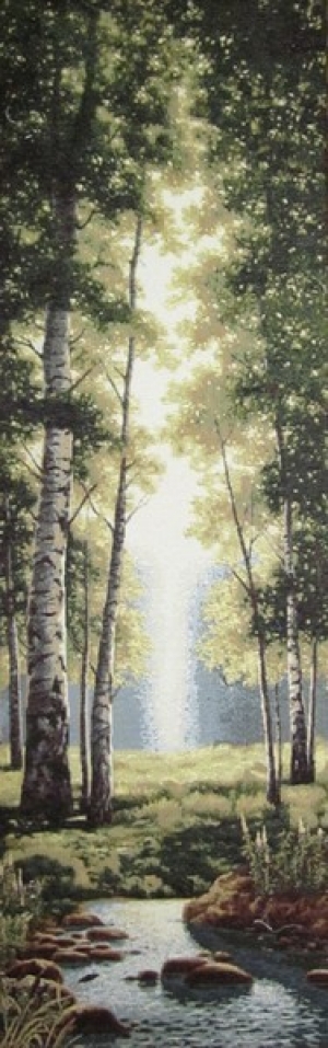 Картины / Пейзаж из гобелена - 2801 Багет №1 35х115 Изумрудный лес