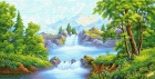 Картины / Пейзаж из гобелена - Горная река Картина 45х93 см