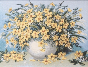 Картины / Натюрморт из гобелена - Роскошный желтый букет Картина 35х50 см