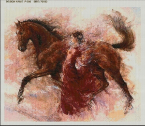 Картины / Животные и птицы из гобелена - 208-2hB2 Багет №2 70х60 Огненная лошадь