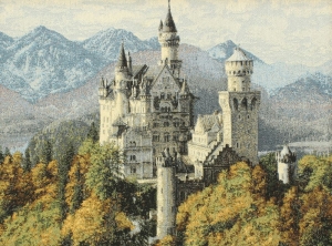 Картины / Замки из гобелена - Замок Нойшвайштайн Картина 35х45 см 1554