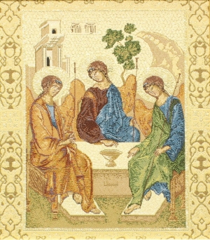 Купоны / Иконы из гобелена - Икона Святая Троица купон 50х60 см
