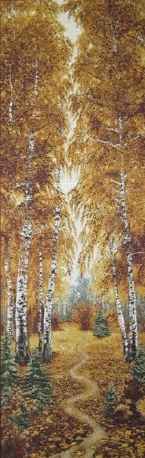 Картины / Пейзаж из гобелена - 2800-4Н Багет №1 35х123 Разноцветный лес