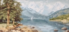 Картины / Морская тематика из гобелена - GL015-4hB1 Багет №1 35х70 Парусник среди гор