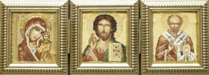 Купоны / Иконы из гобелена - Святые. Триптих. 1879-4hK Купон 35х13см 3065