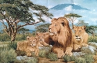 Картины / Африка / Животные и птицы из гобелена - 184-2hB1 Багет №1 70х116 Царская африканская семья