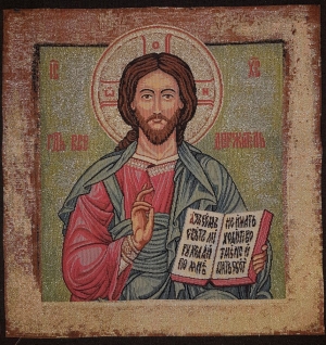Гобеленовое панно / Гобелены производство Италия из гобелена - Иисус Пантократ Купон 45х53 см