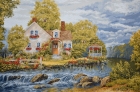 Картины / Пейзаж из гобелена - Загородный дом Картина 70х107 см 4439