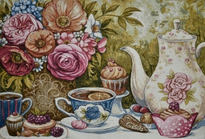 Картины / Натюрморт из гобелена - Чай с лимоном Картина 50х70 см
