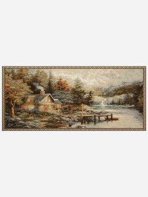 Картины / Пейзаж из гобелена - Заимка Картина 140х70 см 2500729 Винтажная рама
