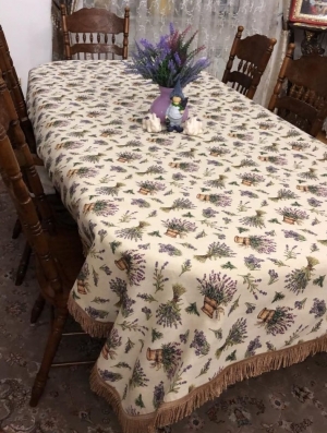 Всесезонная коллекция текстиля Basic / Лаванда из гобелена - Лаванда Скатерть круглая д140 см бахрома 7501