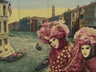 Купоны / Венеция и венецианские маски из гобелена - Венеция Маски розовые 6101 Купон 95х136 см Италия 8792