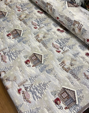 Ткань / Ткань Новый год из гобелена - Северные олени Ткань 280 см 01578