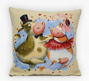 Животные и птицыиз гобелена Кадриль Год Быка Наволочка 45х45 см 201811 Декоративные наволочки / Животные и птицы из гобелена - Кадриль Год Быка Наволочка 45х45 см 201811