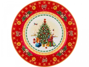 Посуда из гобелена - Тарелка закусочная LEFARD «С Новым годом!» Ёлка 20.5 см Красная Кор=18 шт. 85-1604