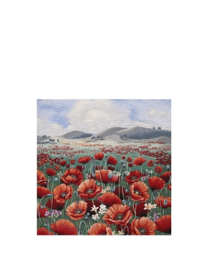 Картины / Пейзаж из гобелена - Маковое поле Картина 50х50 см 2504551 Коричневая рама