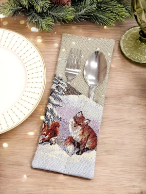 Новогодние товары для дома / Испанская новогодняя коллекция / Гензель и Гретель из гобелена - Конверт для Сервировки ( комплект 2 шт ) Гензель и Гретель Лиса/снежинки 2416386