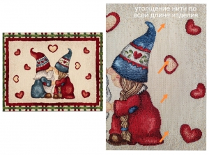Новогодние товары для дома / Испанская новогодняя коллекция / Гномы NEW из гобелена - Outlet Гномы сердечки Клетка Комплект салфеток 2шт 35х45 см 2518832 б/л