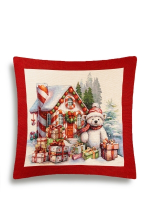 Новогодние товары для дома / Испанская новогодняя коллекция / Время сказочных затей NEW из гобелена - Время сказочных затей Мишка Наволочка 45х45 см б/л 2519083 New