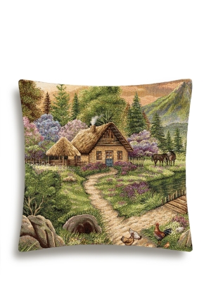 Всесезонная коллекция текстиля Basic / Лошади Символ года 2026 NEW из гобелена - Сказочные домики Лошади Наволочка 44х44 см 2519106 б/л NEW