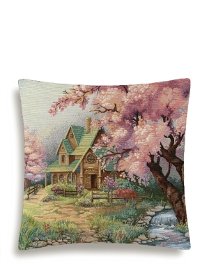 Всесезонная коллекция текстиля Basic / Сказочные домики NEW из гобелена - Сказочные домики Розовая яблоня Наволочка 44х44 см 2519108 б/л NEW