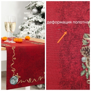 Новогодние товары для дома / Испанская новогодняя коллекция / Венок из нобилиса из гобелена - Outlet Венок из нобилиса красный фон Салфетка 44х140 см 2519263