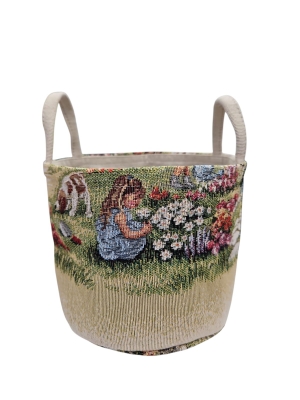 Корзины для мелочей из гобелена - Весенний парк Девочки 2 Корзина диаметр 17 см высота 14 см 2519994