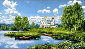 Пасхальная коллекция / Салфетки и наволочки разного размера, декоративные изделия из гобелена - Кириллица И Салфетка круг д45 см 2520076