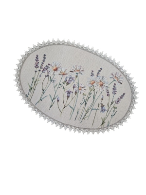 Всесезонная коллекция текстиля Basic / Ромашки меланж NEW из гобелена - Ромашки меланж Гладкий фон Салфетка овал 34х50 см 2520082