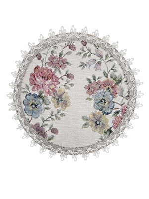 Коллекция Премиум Шенилл / !Салфетки Зимний сон из гобелена - ЗС Белая Салфетка 7 круг д24 см 2520102