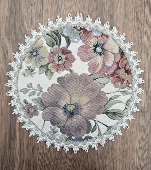 Коллекция Премиум Шенилл / !Салфетки Зимний сон из гобелена - ЗС Белая Салфетка 5 круг д27 см 2520125