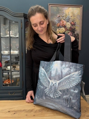 Сумки / Пляжные из гобелена - Сумка Сова Букля 44х42х7 см 2520337 длина ручек 60см