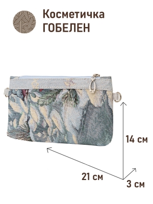 Сумки / Косметички из гобелена - 51 Косметичка ВГ голубой фон 2 21х14х3см 2520554 кольца под ремешок