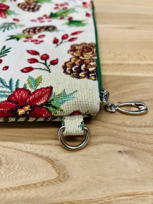 Сумки / Косметички из гобелена - 1045 Косметичка Сканди Рождество Шишки и ягодки 25х16х6 см 2520571 кольца для ремешка