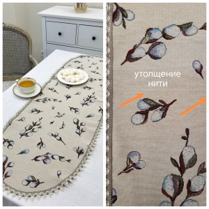 Всесезонная коллекция текстиля Basic / Верба NEW из гобелена - Outlet Верба Салфетка овал 40х120 см тесьма 2621621 бл New