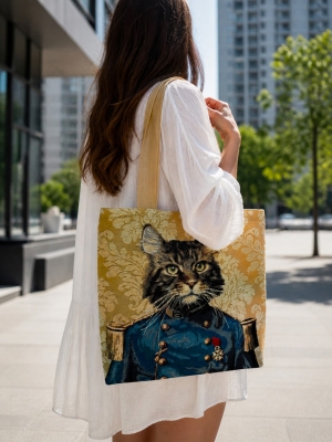 Сумки / Пляжные из гобелена - Сумка Кот в Синем 44х42х7 см 2622725 длина ручек 60см 