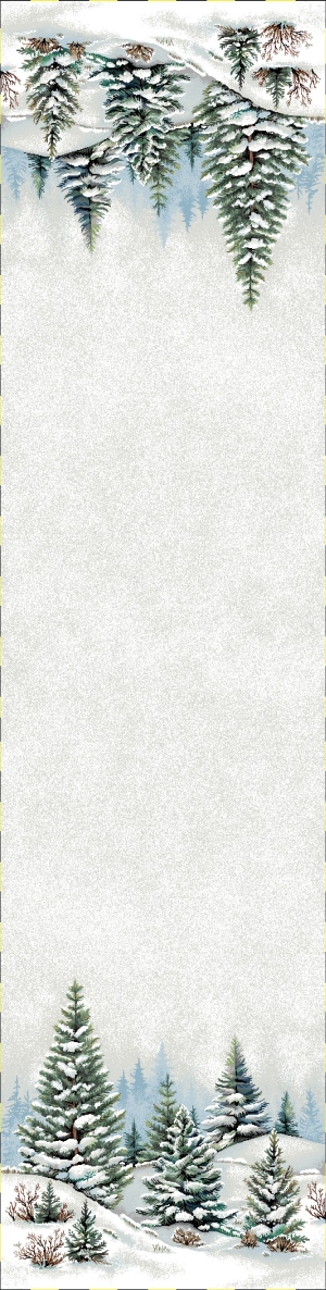 Новогодние товары для дома / Испанская новогодняя коллекция / Бэмби из гобелена - Снежный лес Салфетка 44х180 см серебро 2623006