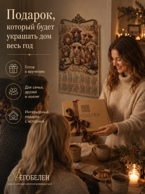 Новогодние товары для дома / Календари / Календари 2027 из гобелена - 2027 Год Календарь Офис 38х64 см 2623382