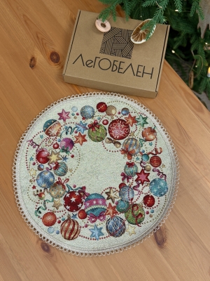 Новогодние товары для дома / Испанская новогодняя коллекция / Елочные украшения New из гобелена - Елочные украшения Фейерверк Салфетка круг д39 см золото 2623739