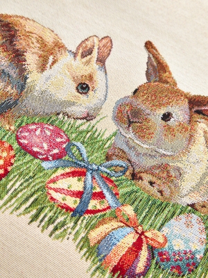 Пасхальная коллекция / Кролик горошек из гобелена - Кролик горошек Наволочка 45х45 см 00955
